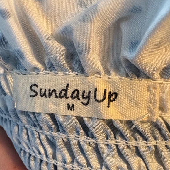 Sunday Up Blue & White CottageCore Smocked Maxi Dress Size Medium - Picture 2 of 9